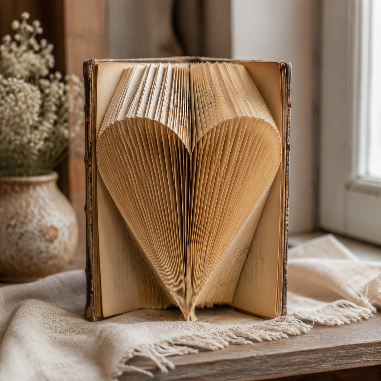 Boekvouwen voor Beginners: Een Gevouwen Hart in een Oud Boek