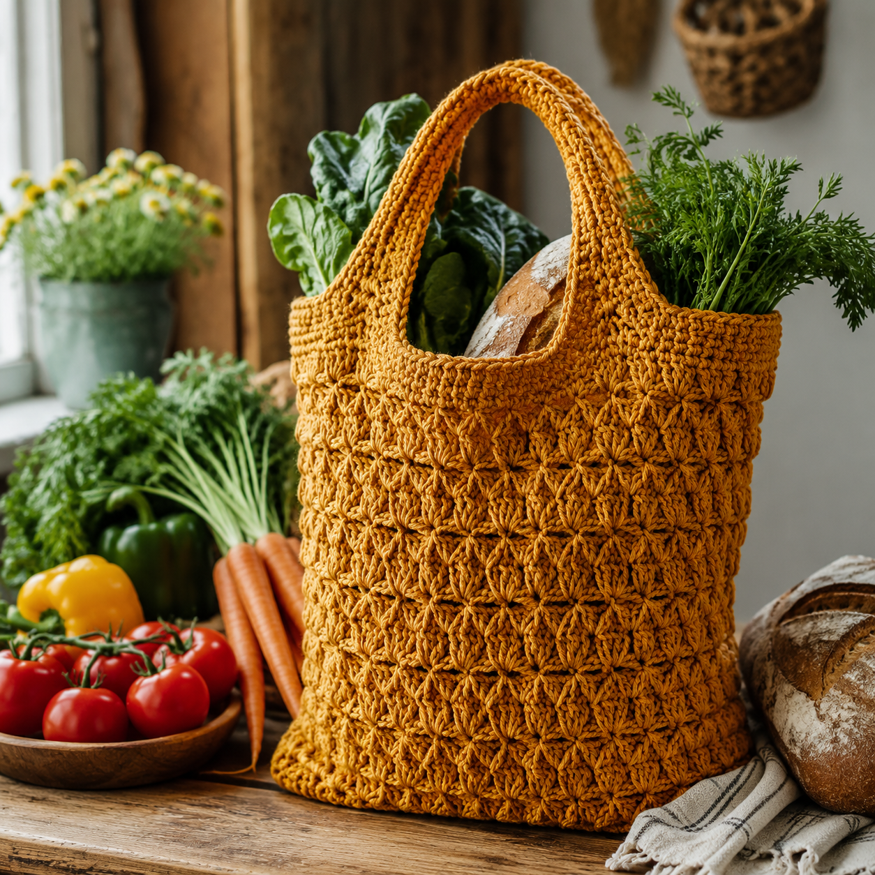 Boodschappentas Haken: Duurzaam Patroon met Tulip Stitch