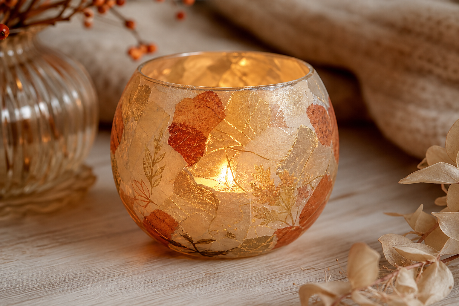 Découpage op Glas voor Beginners: Waxinelichthouders met Papier en Gouden Accenten
