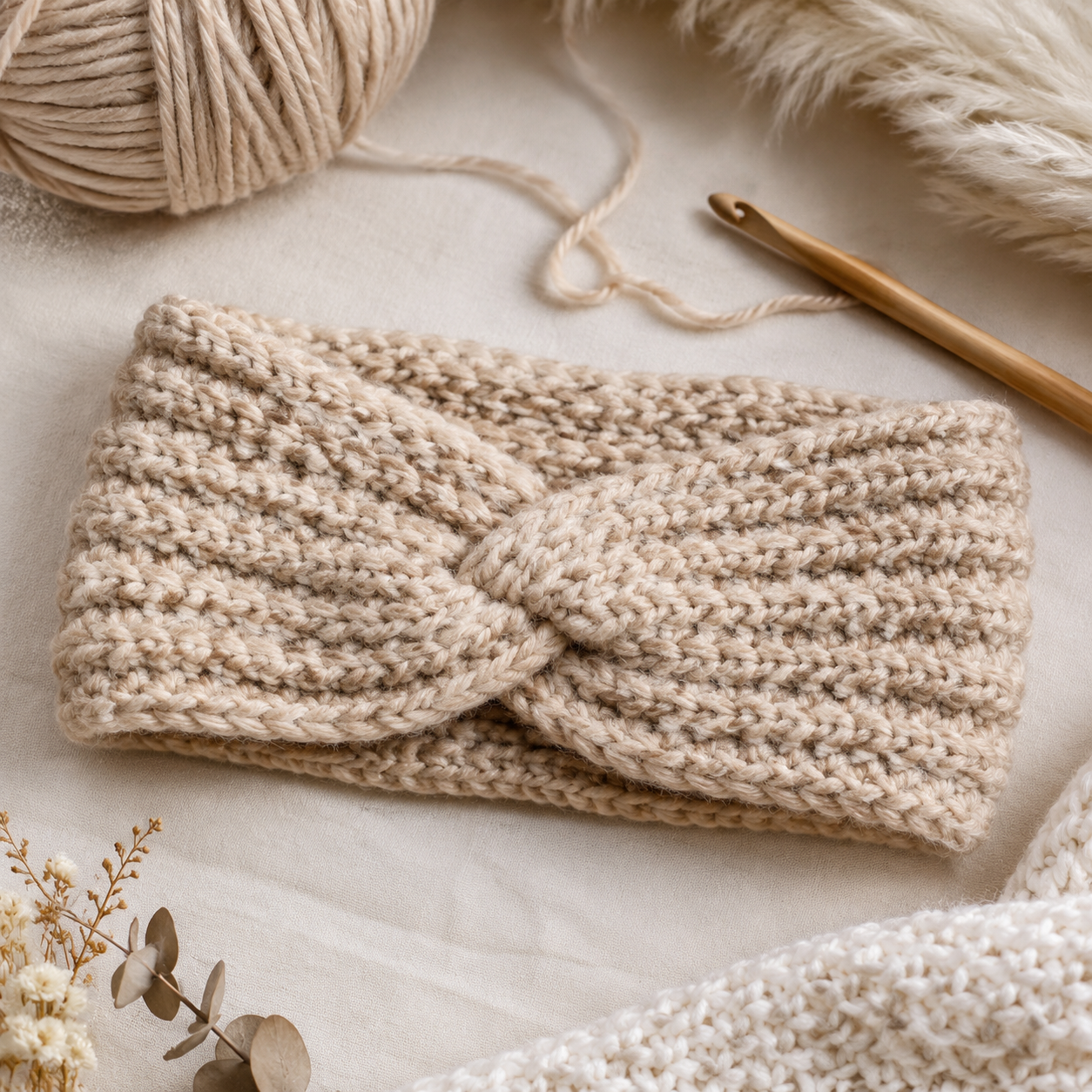 Gehaakte oorwarmer haken: gratis patroon voor beginners