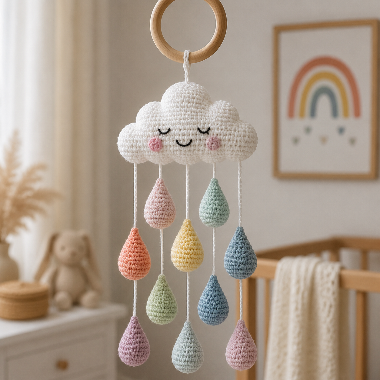 Gehaakte Regendruppels Haken voor een Babymobiel: Amigurumi Patroon