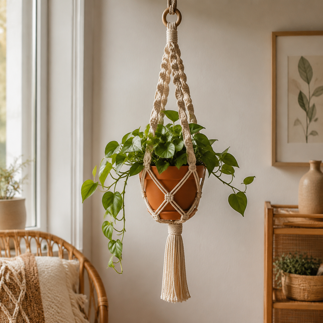 Macramé Plantenhanger Knopen voor Beginners: Rustige Stap voor Stap Gids