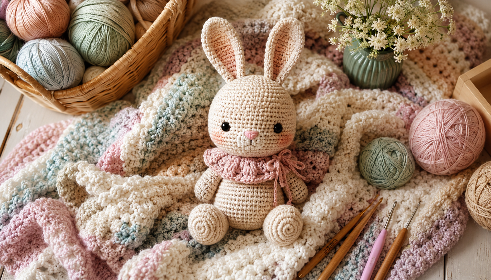 Gehaakte Funny Bunny amigurumi — warm en uitnodigend
