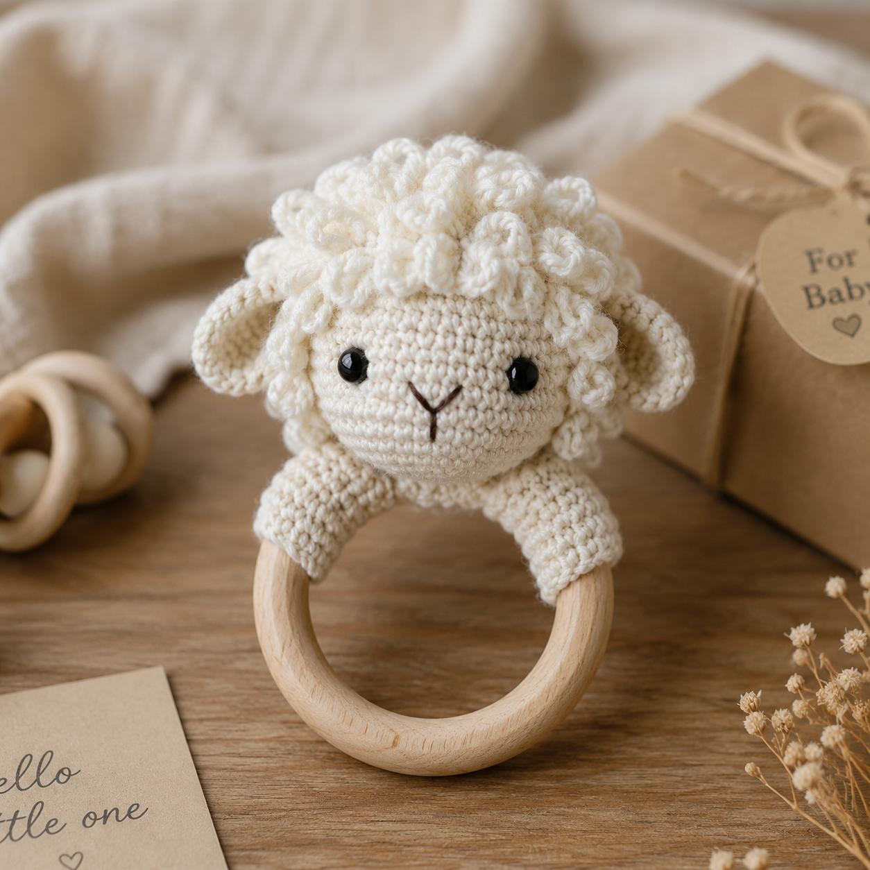 Schaapje Haken als Rammelaar: Amigurumi Patroon voor Beginners