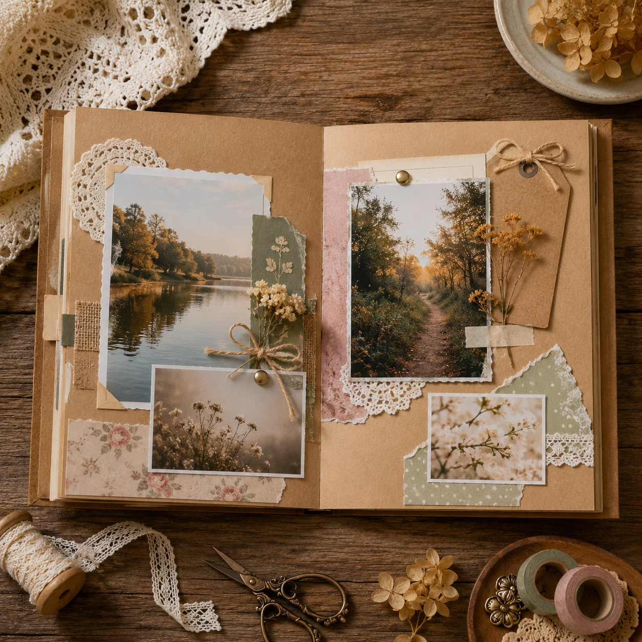 Scrapbook Dubbele Pagina Maken met Foto's, Laagjes en Journaling: Rustige Beginnersgids