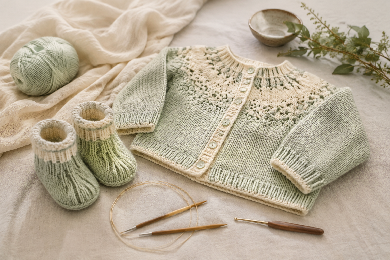 Odeta breien: babyvest en slofjes voor kleine maten