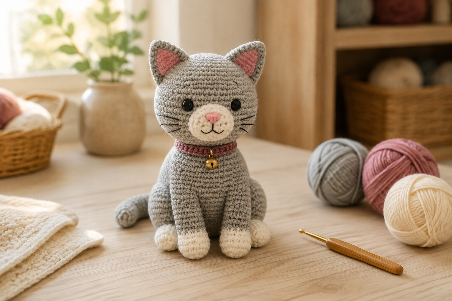 Poes haken: gratis patroon voor een gehaakte kattenknuffel