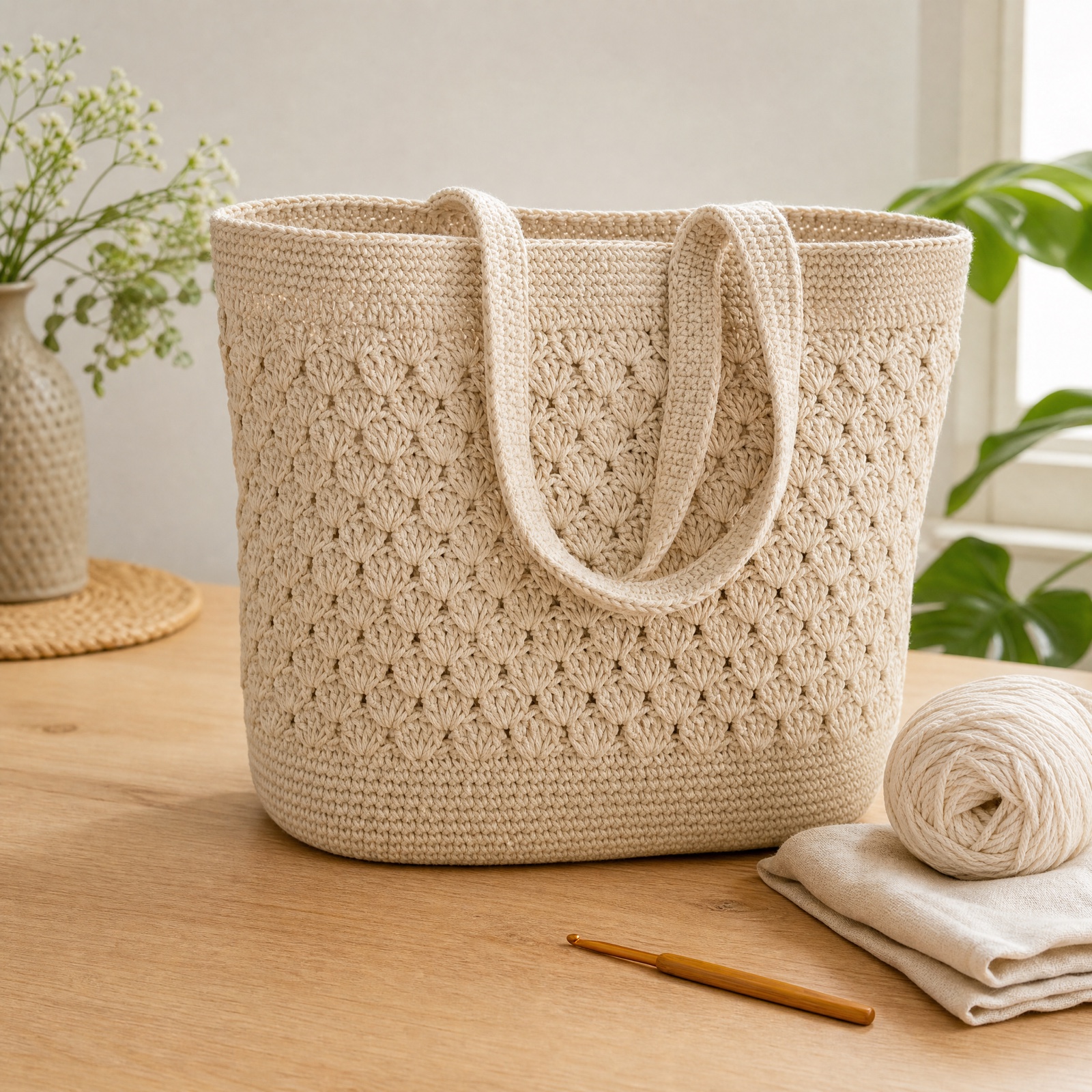 Tulip boodschappentas haken: gratis patroon van Wilmade