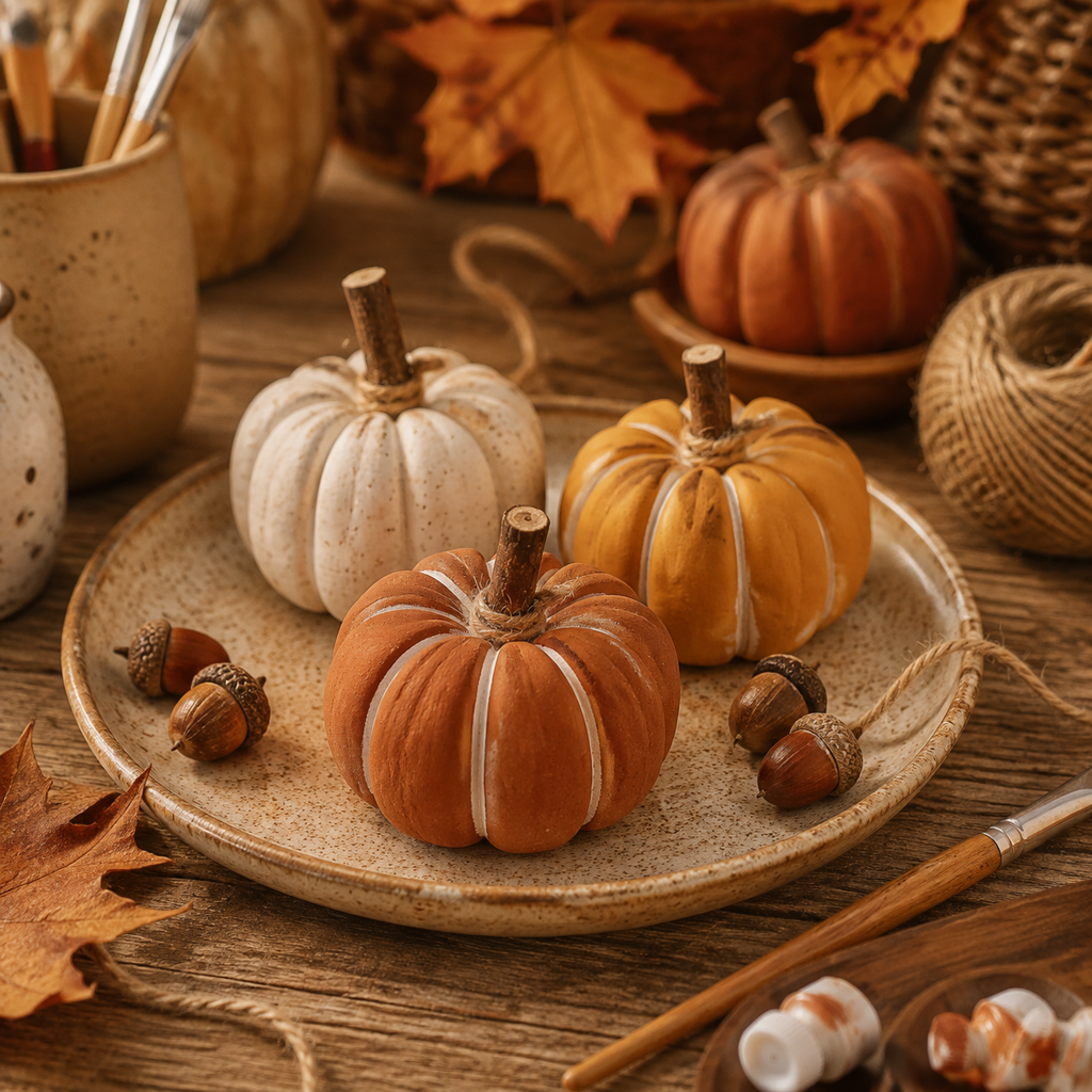 Pompoentjes maken van luchtdrogende klei: herfstdecoratie voor beginners