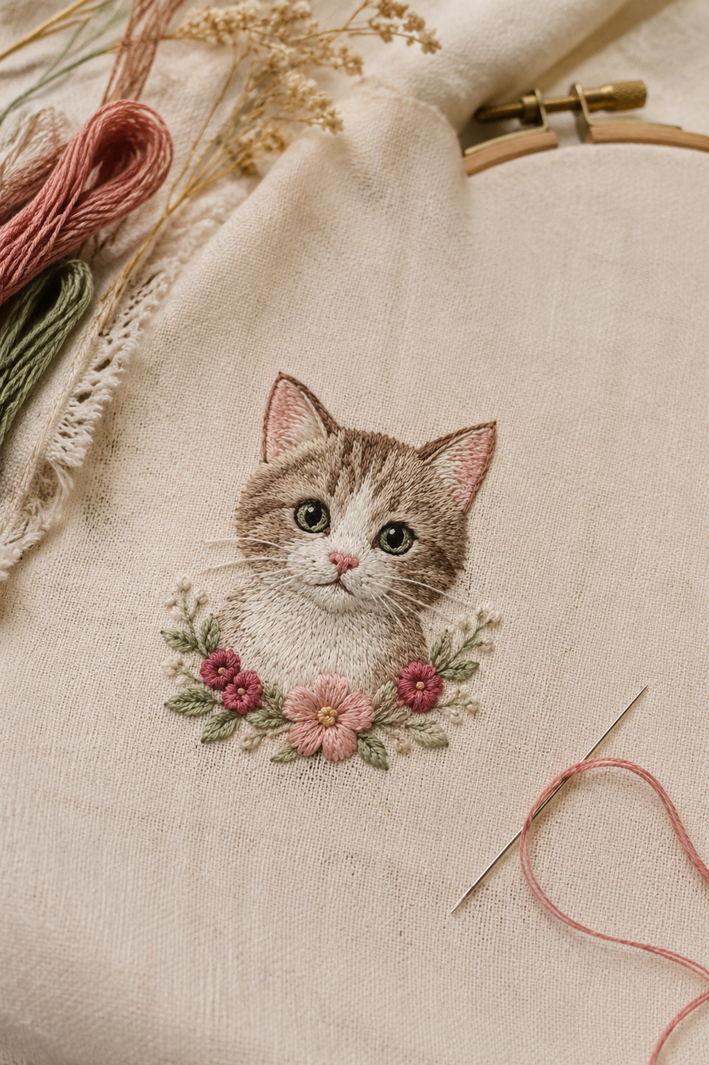 Kitty Love-borduurpatroon gebruiken voor een kattenmotief