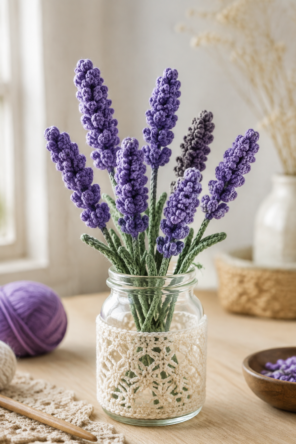 Gehaakte lavendelbloem maken: gratis Nederlands patroon