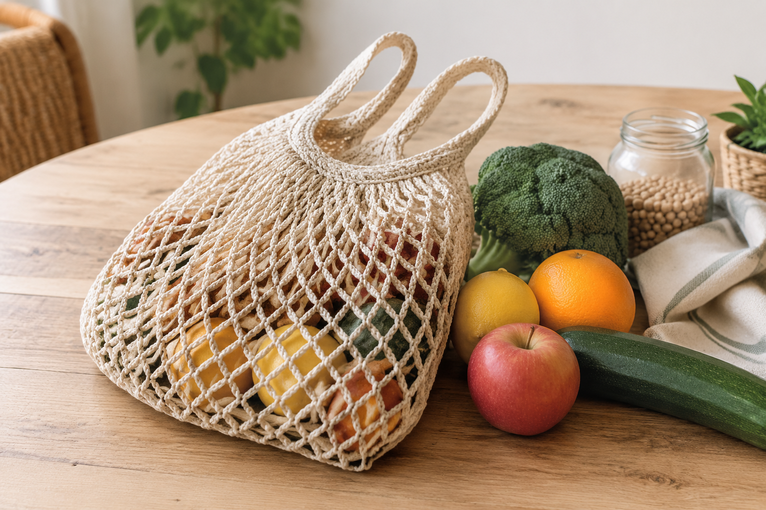 Gehaakt boodschappen-netje: gratis patroon voor hergebruik