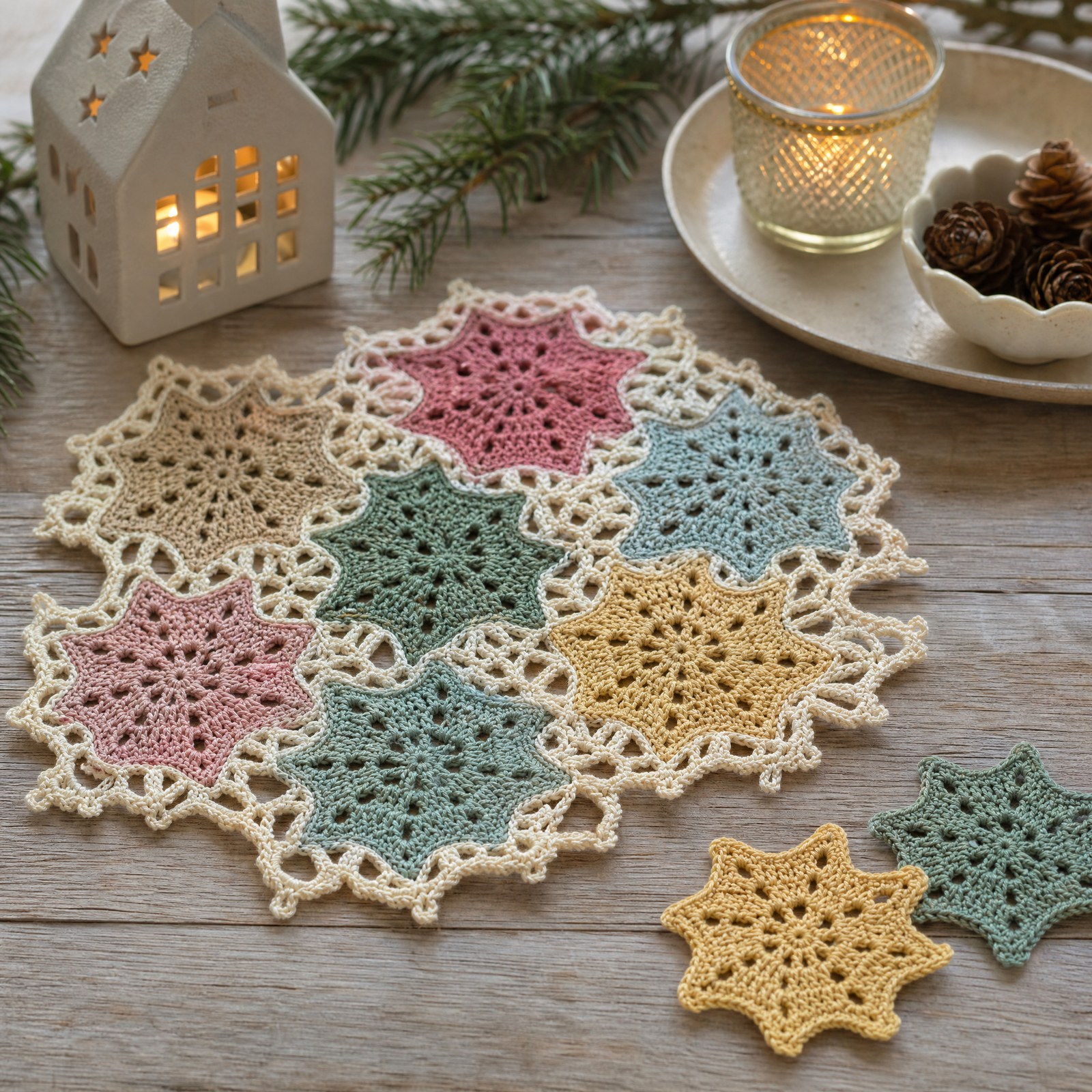 Gehaakte kerststerren: gratis patroon voor een vintage slinger