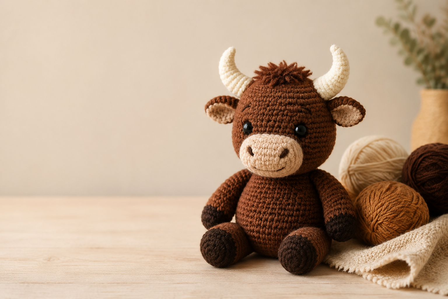 Stier Konrad haken: gratis patroon voor een zachte amigurumi