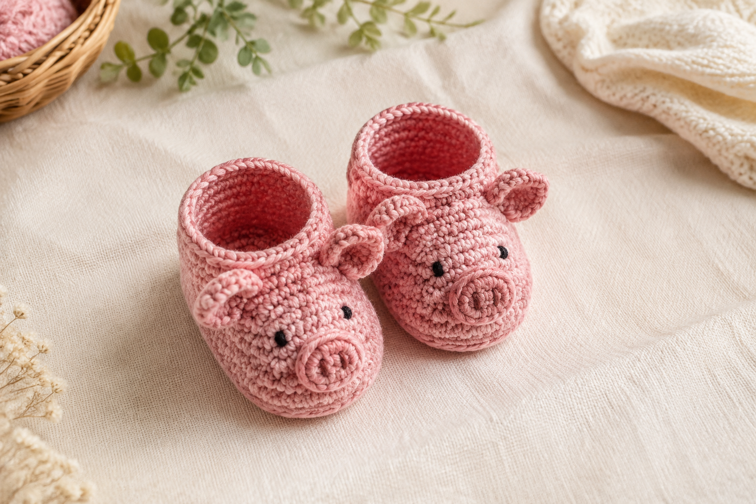 Varkentjes-babyslofjes haken: gratis patroon als uitgangspunt