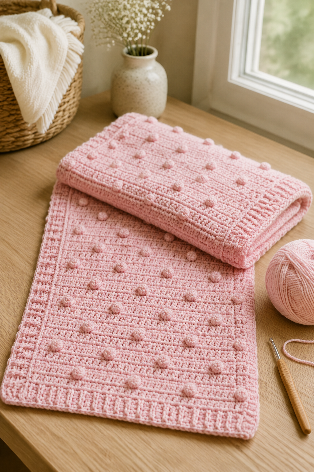 Babydekentje haken met bobbels: gratis Bundle Up Dots-patroon