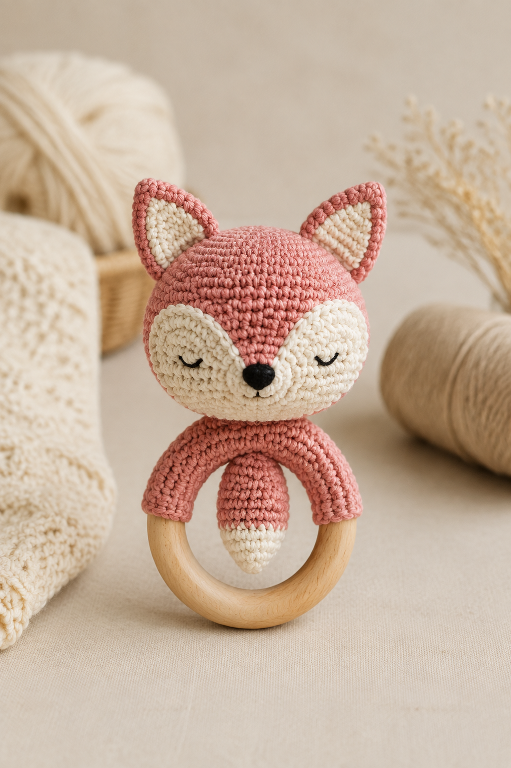 Rammelaar baby vosje haken: patroonoverzicht van Sugary Sweet Design