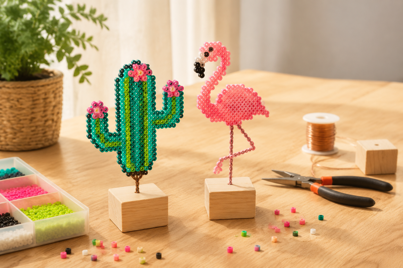 Cactus of flamingo maken met strijkkralen