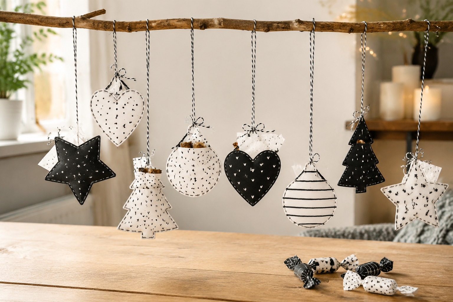 Zwart-witte papieren adventskalender maken