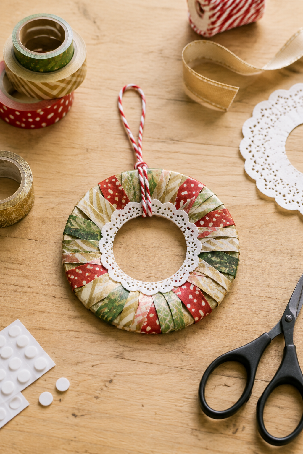 Washi-wreath maken met een binder ring