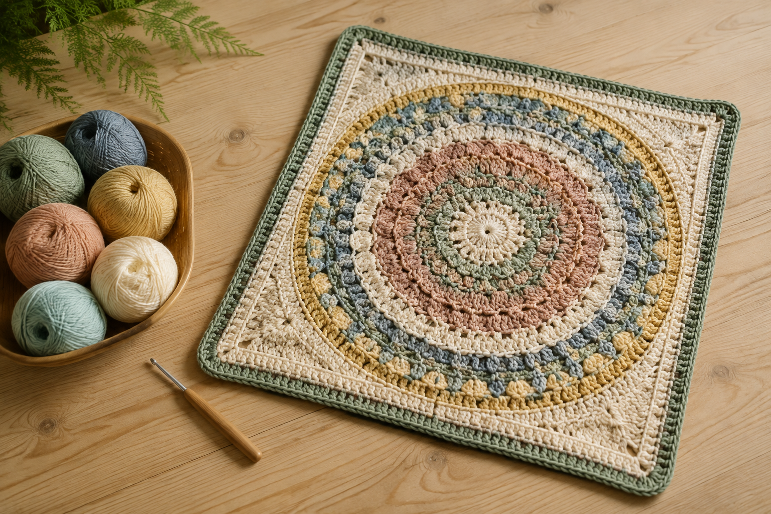 Oasis Mandala babydeken haken: gratis Nederlands patroon