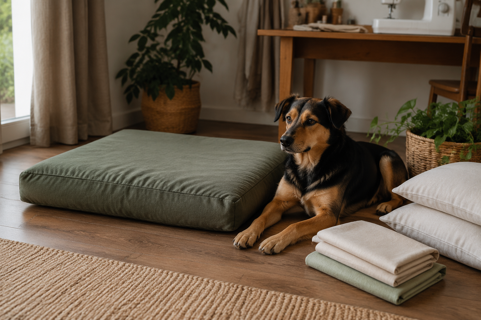 Hondenkussen maken met twee oude kussens: gratis patroon