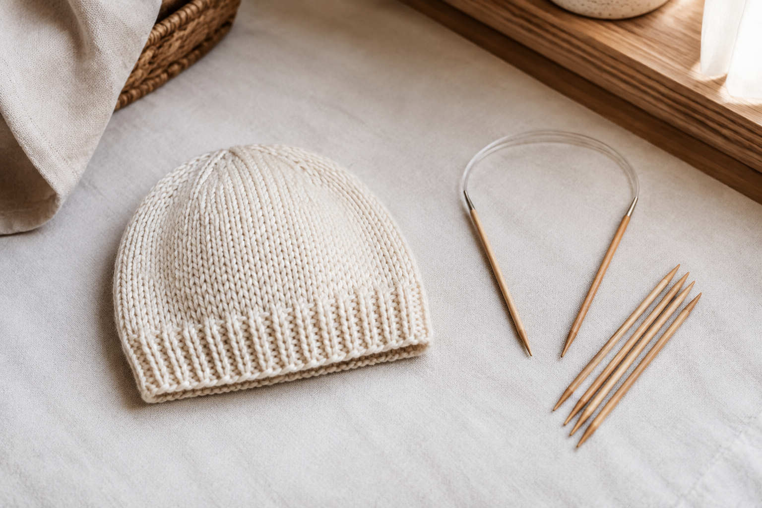 Gebreid newborn mutsje: gratis patroon met minderingen