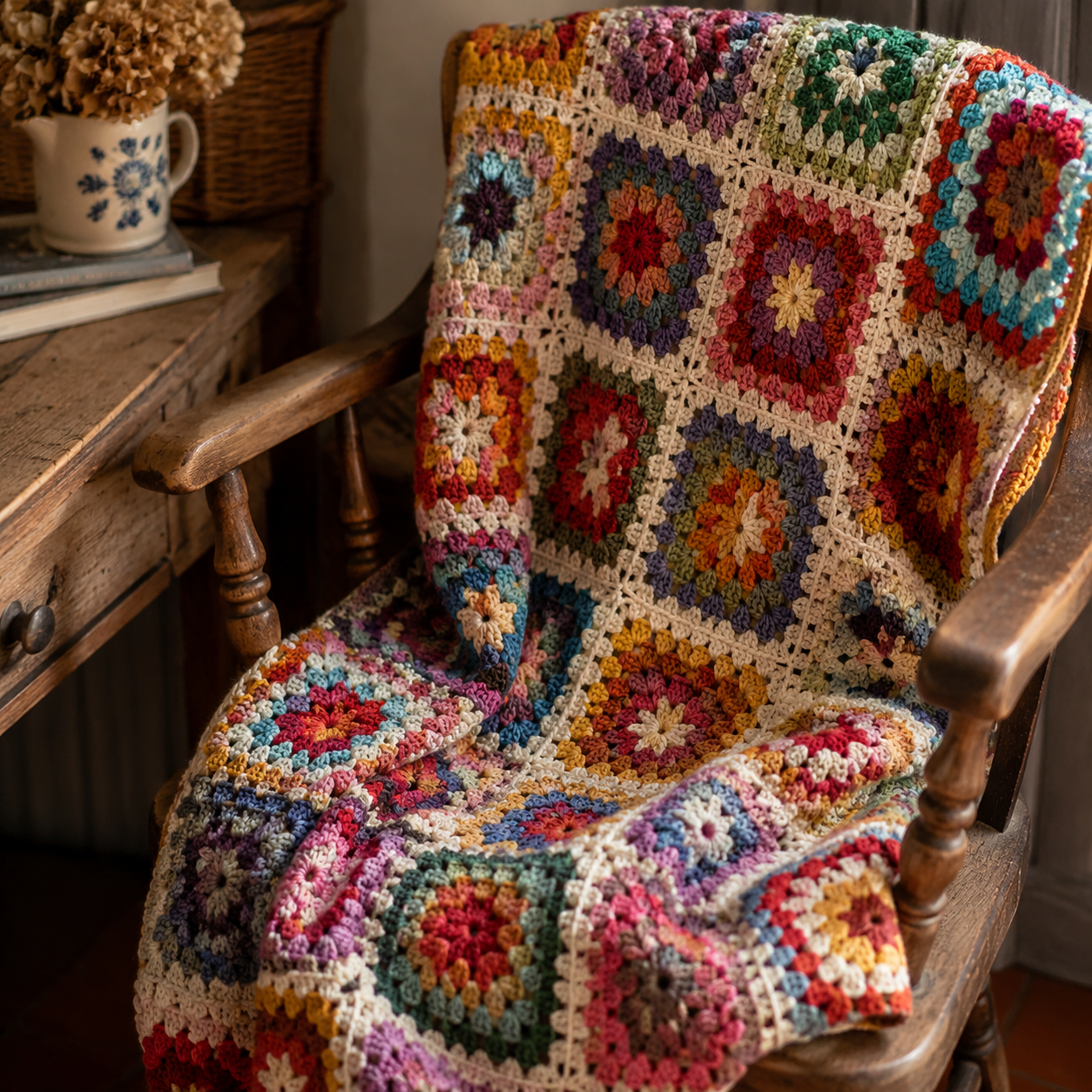 Ravelry patroon: Colourful Granny Square Blanket